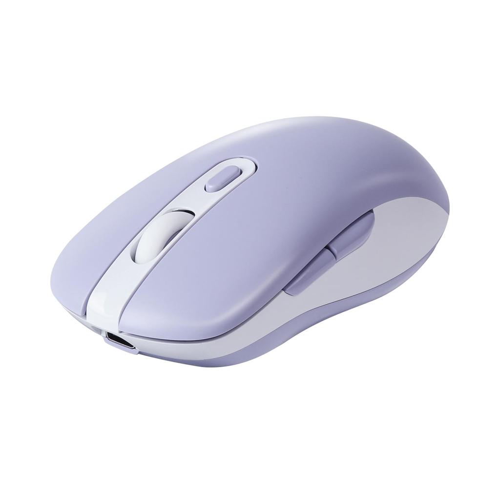 2.4GHz USB Wireless Bluetooth 5.0 Mouse, 3-Device Connection, 6 Buttons, Quiet, Rechargeable, Compact, Portable, Stylish, Compatible with iPhone,