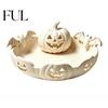 Decorative Table Centerpiece Halloween Pumpkin Tray, Bat Relief Candy Holder, 3D Printed Tray Desktop Storage Bowl, Spooky Tabletop Ornament for Party