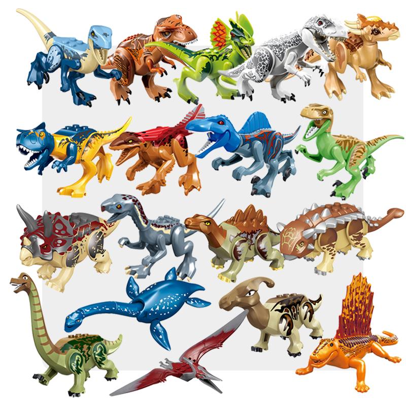 Non-Toxic Jurassic Dinosaurs World Velociraptor Triceratops Indominus T-Rex Model Building Blocks Assemble Educational Toys For Kids Gifts