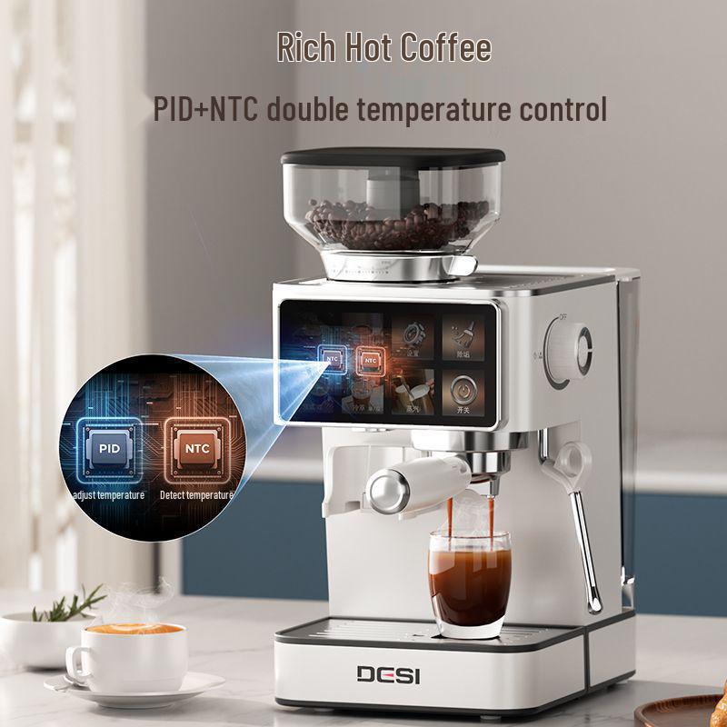 DESI Touchscreen Italian-American Smart Grind-and-Brew Semi-Automatic Coffee Maker for Cold & Hot Drinks In Office or Home.