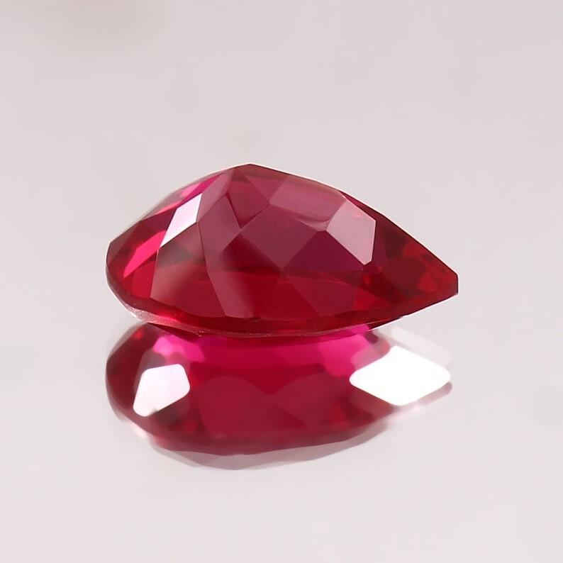 AAA 9x7 MM Flawless Blood Red Ruby Pear Cut Loose Gemstone Mozambique