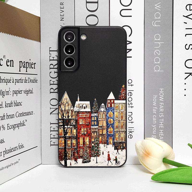Christmas Building Winter Snow Scenery Phone Case for Samsung Galaxy A56 A42 A14 A55 A16 A54 A36 A53 A52 A51 A50 A15 Soft Cover