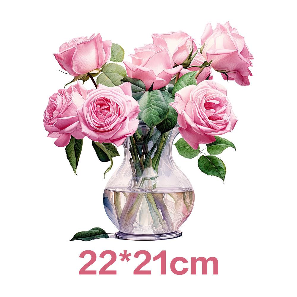 Flower Iron On Transfer Stickers Cute Design Ready To Press Heat Transfer Vinyl Decals Applique for T-Shirt Backpack Clothes