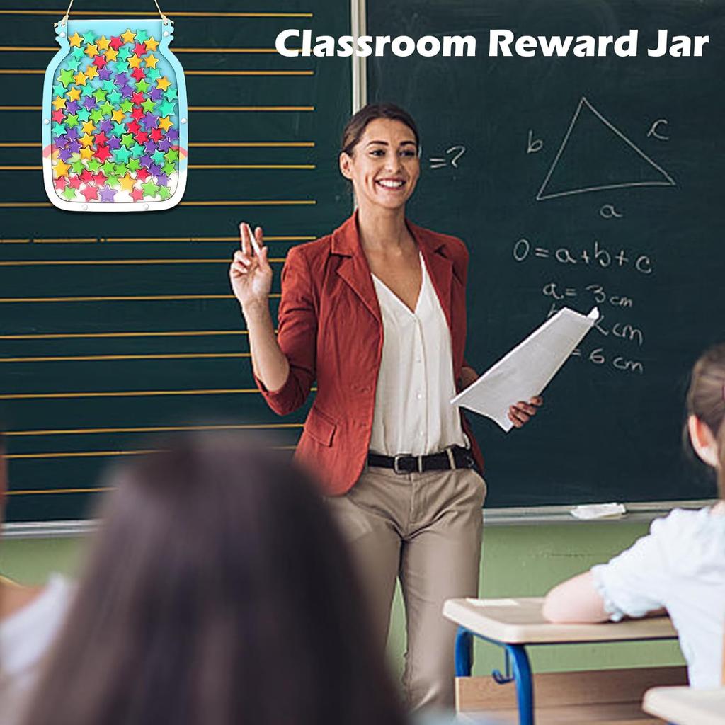 100pcs Reward Jar Classroom, Reward Jar for Kids, Star Jar Behavior Management Classroom Tools, Reward Jar for Good Behavior Home Classroom School