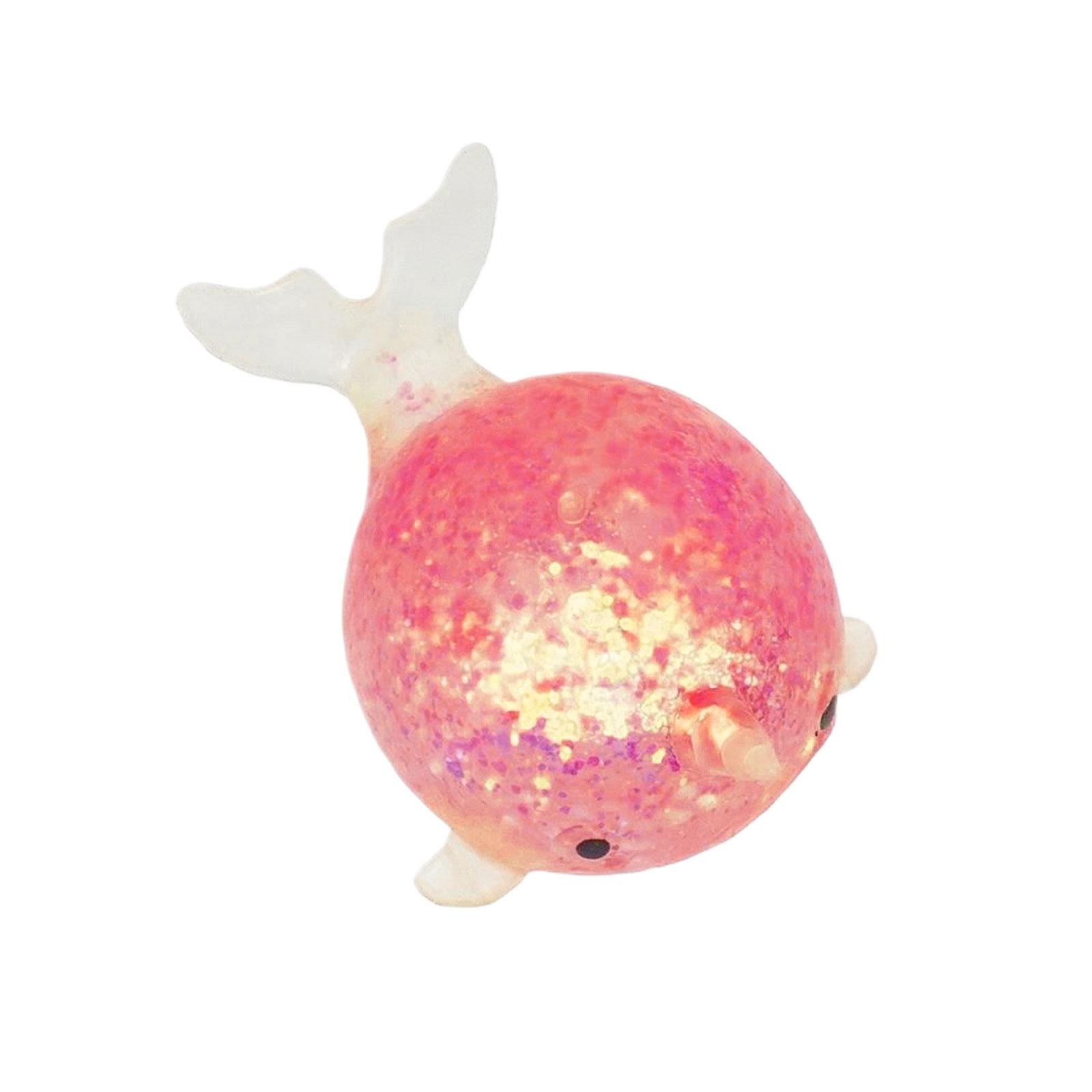 

Whale Shaped Toy Stress Relief Ball with Glitter Filled Gel Interior Soft Squeeze Animal Figure for Kids and Adults One Size рожевий