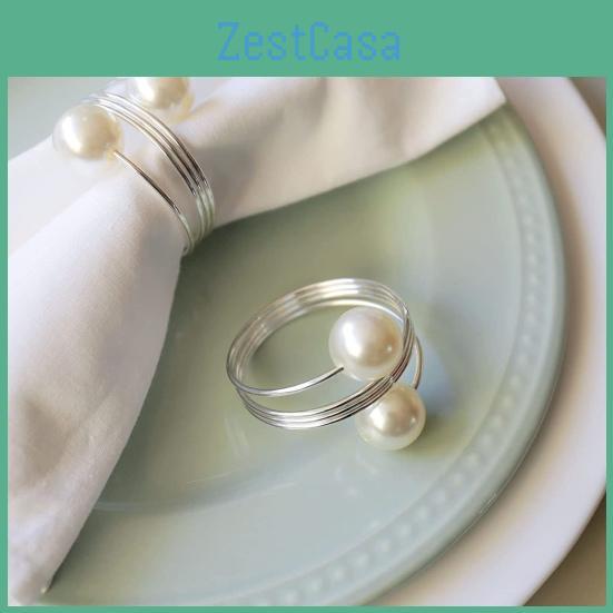 Napkin Pearl Faux 1220pcs Ring Set Napkin Ring Buckles Metal Spring Napkin Holder Wedding Birthday Table Decoration