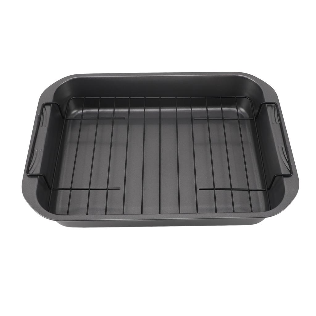 Roast Pan with Rack Rectangle Broiling Pan Carbon Steel Iron Handle Anti Stick Dishwasher Safe Baking Pan for Turkeys