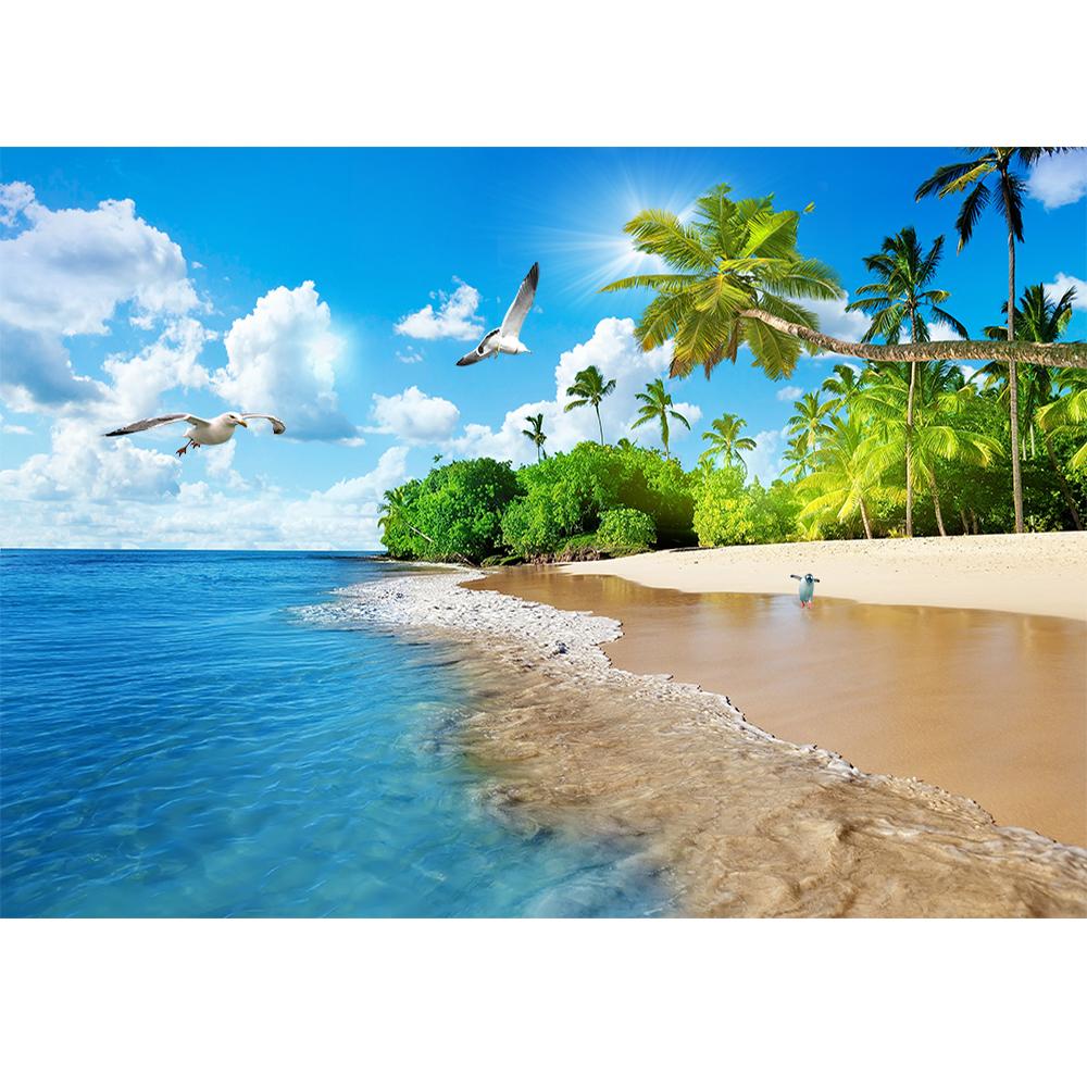 Seascape Mural Beach Coconut Tree 3d Wallpaper Living Room Bedroom Beach Wall Mural Decoration