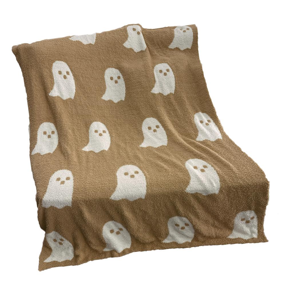 Ghosts Blanket Soft Comfortable Breathable Halloween Throw Blanket for Watching TV Camping Khaki