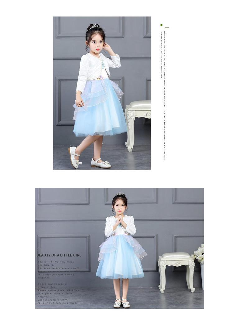 2020 Children's Lace Pearl Shawl Waistcoat, Long Sleeve Princess Jacket for Girls