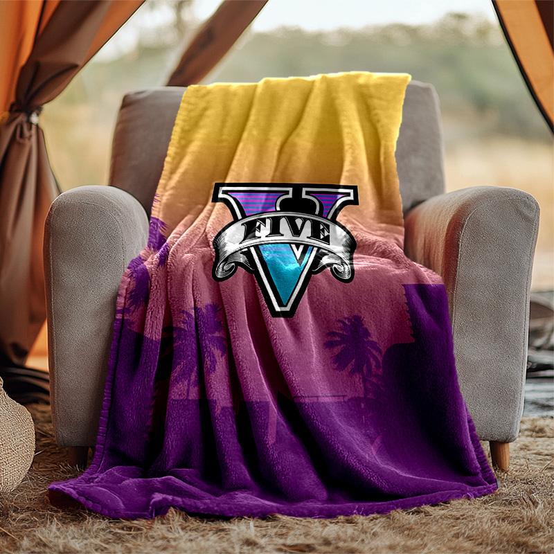 Gta Flannel Blanket Soft Warm All-Season Throw, Design for Camping, Car Travel, Hiking Sofa, Bed, Office Perfect Gift for Parties