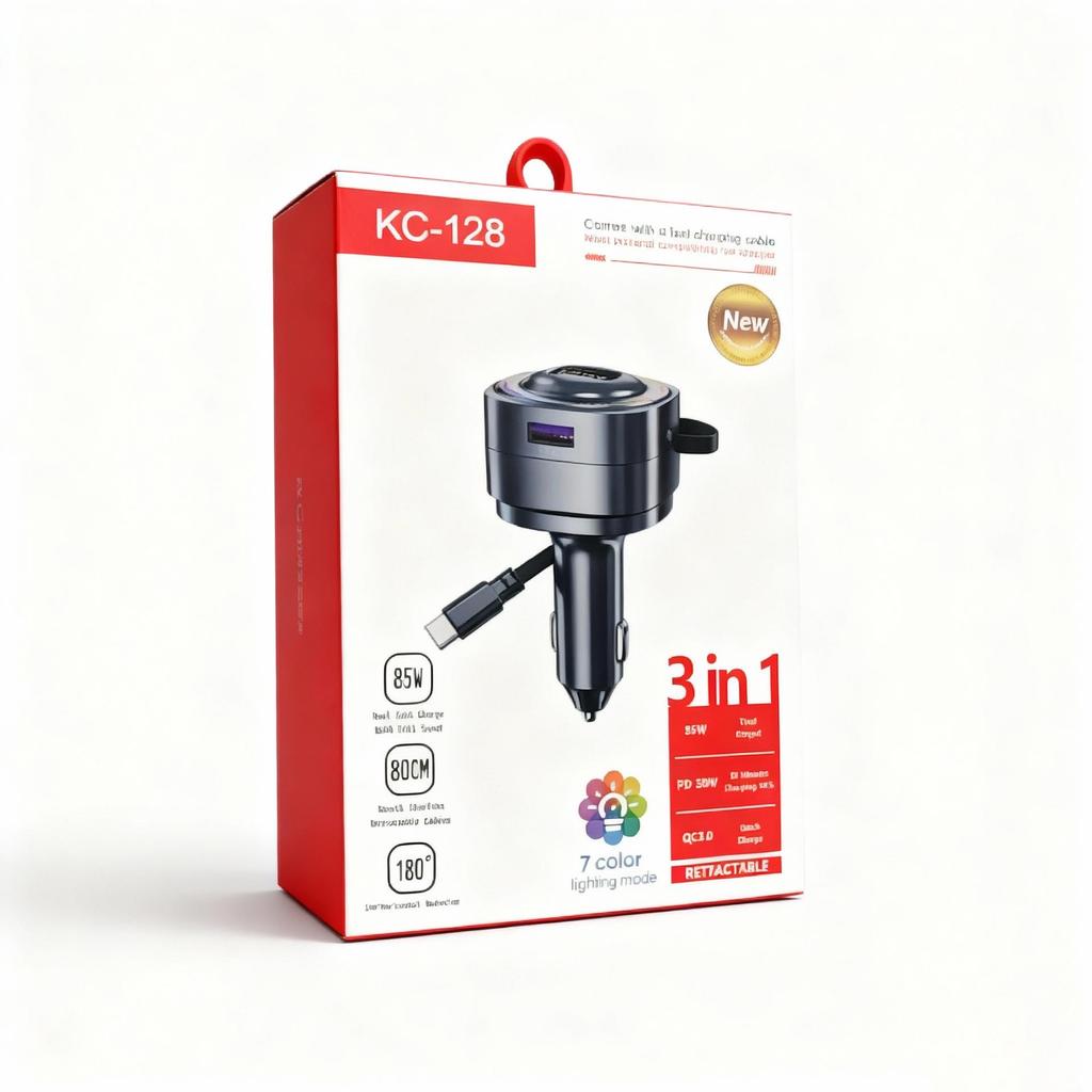 Four-in-One Retractable Cable Car Charger Adapter