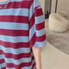 2023 Summer Plus Size Loose Cotton Striped Swing Dress for Women