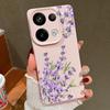 Purple Floral Pattern Leather Texture TPU Matte Case For Xiaomi 13T Pro Poco X7 X6 M6 Redmi 13C Note 14 Pro 13 12 11 Slim Shockproof Soft Phone Cover