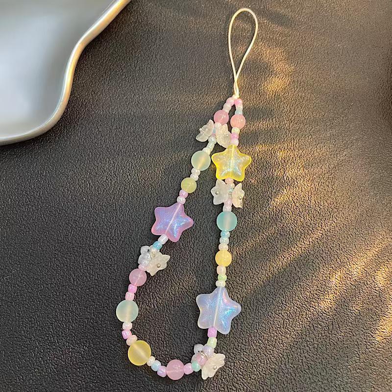 Handmade Summer Sea Salt Beaded Phone Lanyard with Star Charm