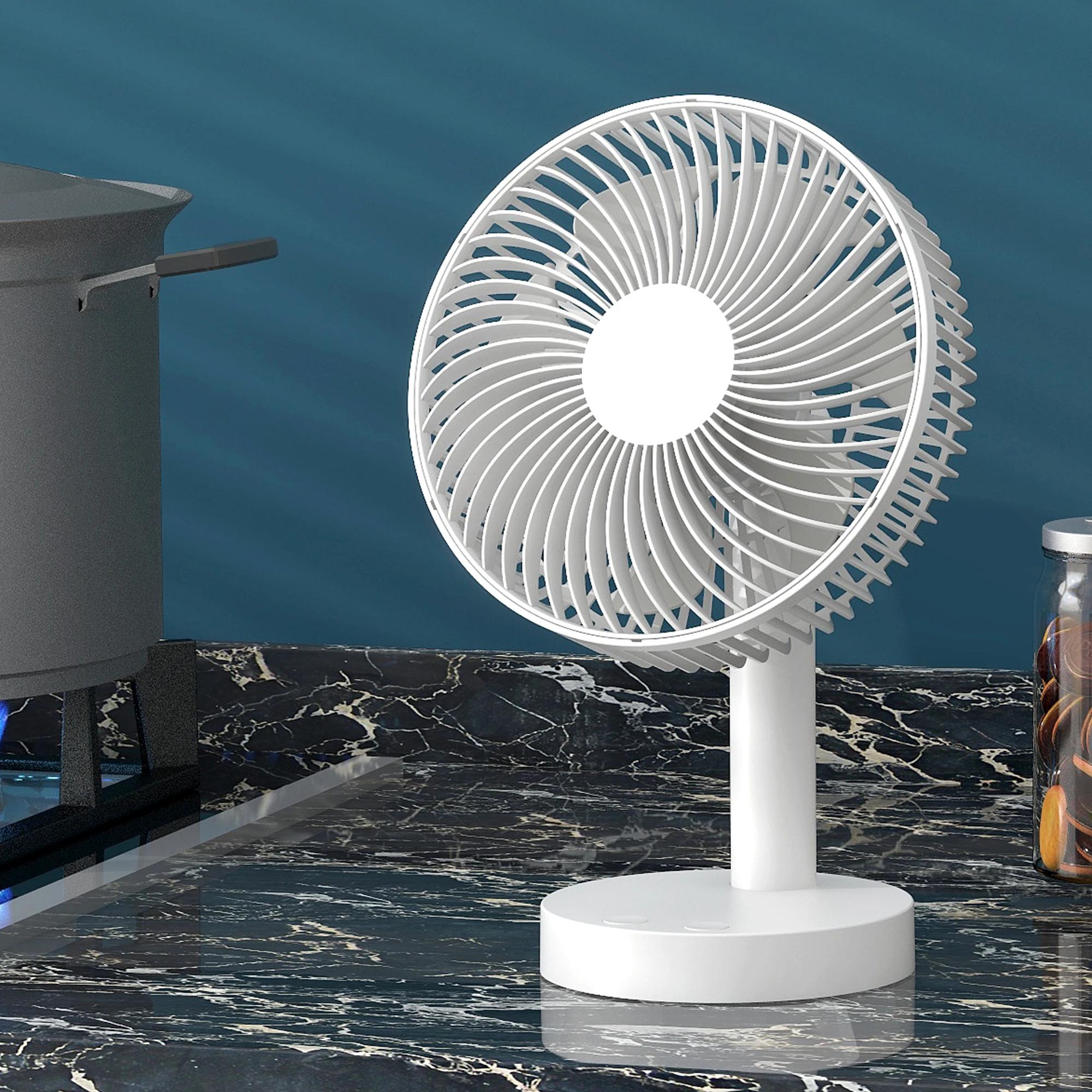 Mini Desk Fan, Portable Rechargeable Battery-Operated Table Fan with 4 Speed Levels, 6-inch Desk fan with Timer