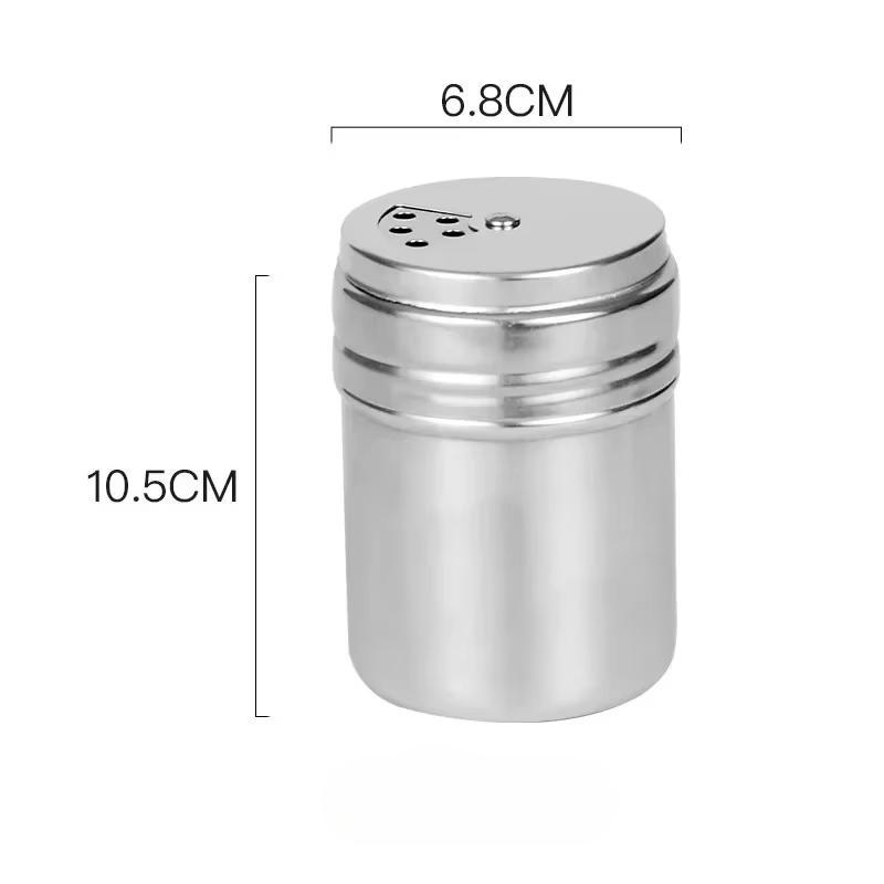 Stainless Steel Seasoning Jar Salt Sugar Shaker with Rotating Cover Condiment Spice Pepper Powder Bottle Container Kitchen Tool