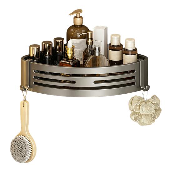 Storage Rack Aluminum Alloy Metal Body Corrosion-Resistant Corner Shelf Wall-Mounted Triangular Design Kitchen Bathroom Shelf
