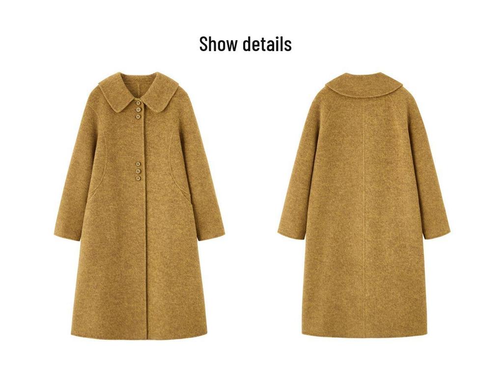 2025 Autumn/Winter Korean A-Line Cashmere Wool Overcoat with Doll Collar - Loose, Plus Size Fashion.
