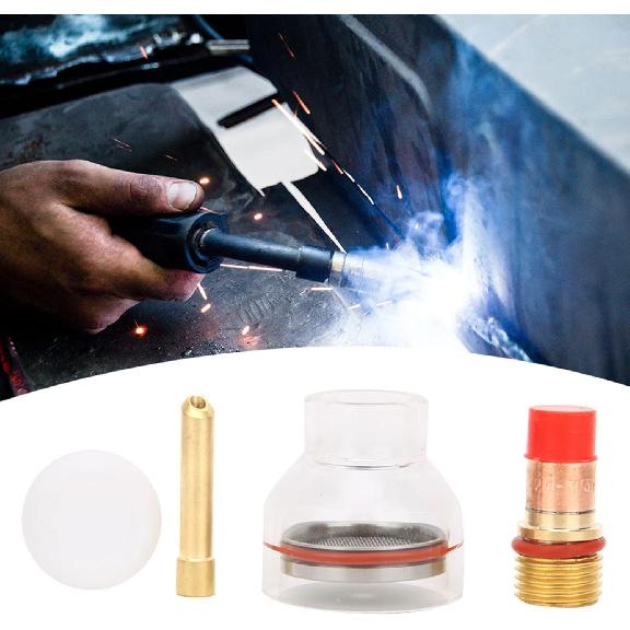 Tig Welding Gas Lens, Tig Welding Nozzle Cup Tig Torch Glass Cup Tig Welding Cup Fluid Nozzle Set Tig Welding Accessories for TIG-17/18/26(2.4MM)