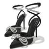 Women Shoes Designer Butterfly-knot Crystal Buckle Strap Pumps Street Style Elegant Thin High Heels for Women Stripper Prom Shoe