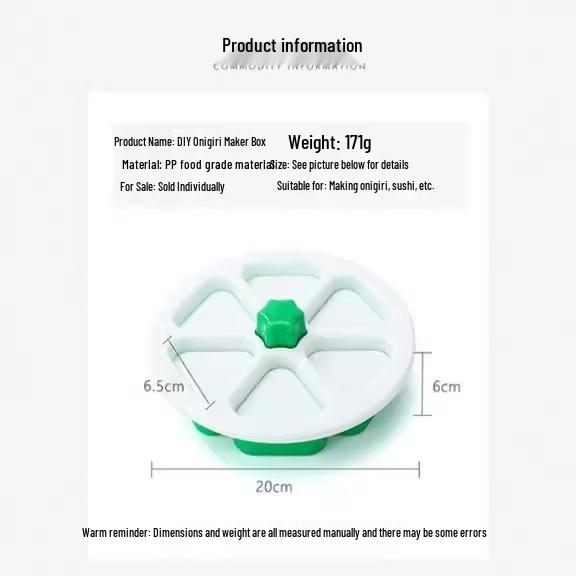 Six-in-One Onigiri Bento Box Sushi Mold for Seaweed Rice Rolls