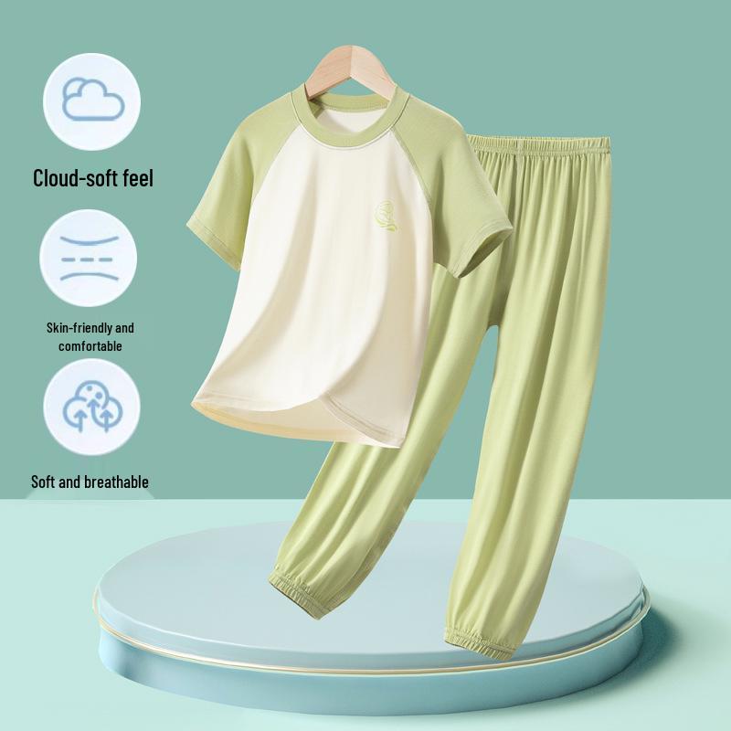 

Детский пижамный комплект из модала: Осенняя домашняя одежда и кальсоны для мальчиков и девочек 100cm