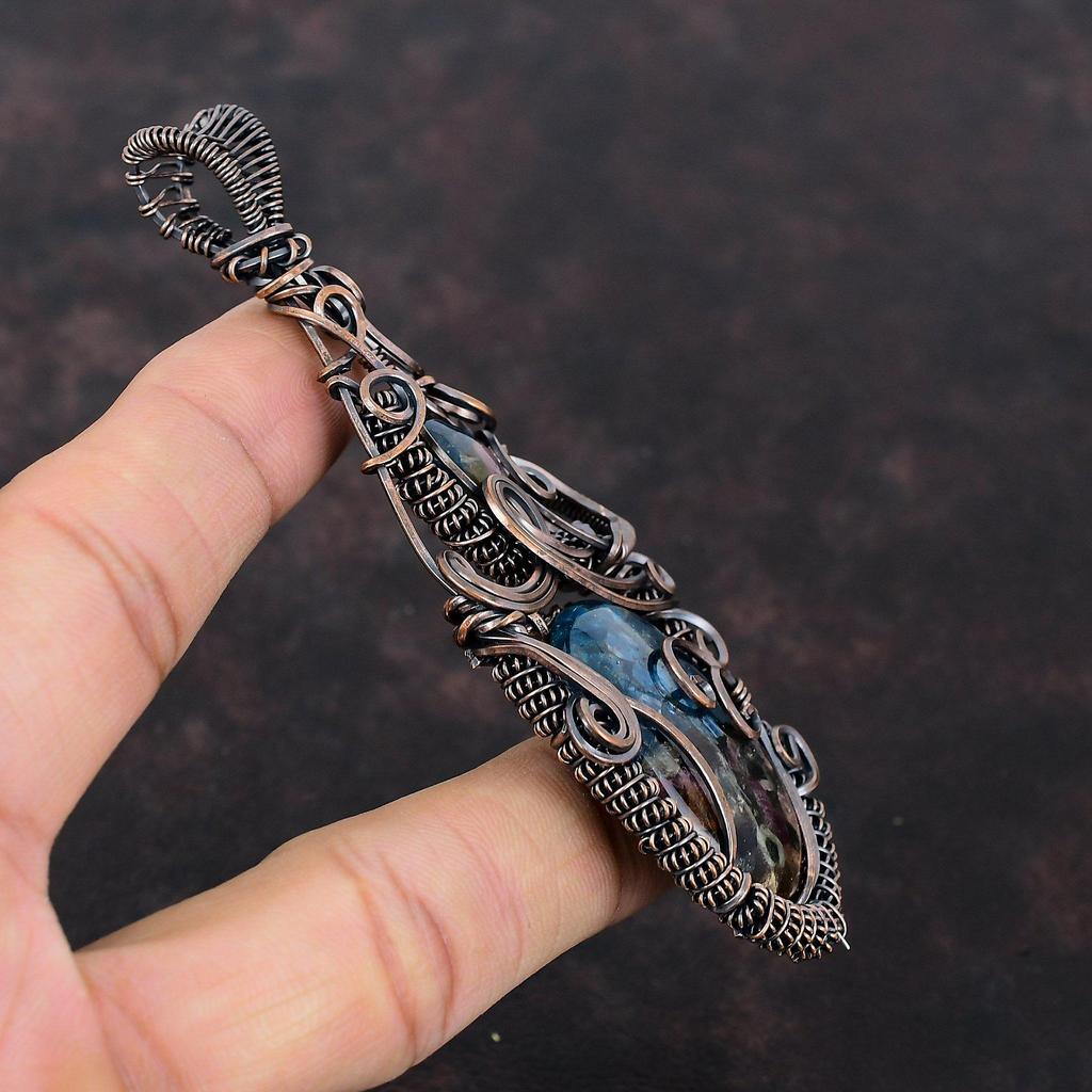 Watermelon Tourmaline Pendant Copper Wire Wrapped Pendant Dainty Gemstone Pendant Copper Jewelry For Gift Handmade Pendant Wire Wrap Jewelry