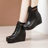 6cm Kleine Größe 32-43 Dicke Sohle Weiches Leder Plateau Keilabsatz Schuhe Stiefeletten 2026 Winter Flexibel Mittlere Absätze Stiefel Büro Mama