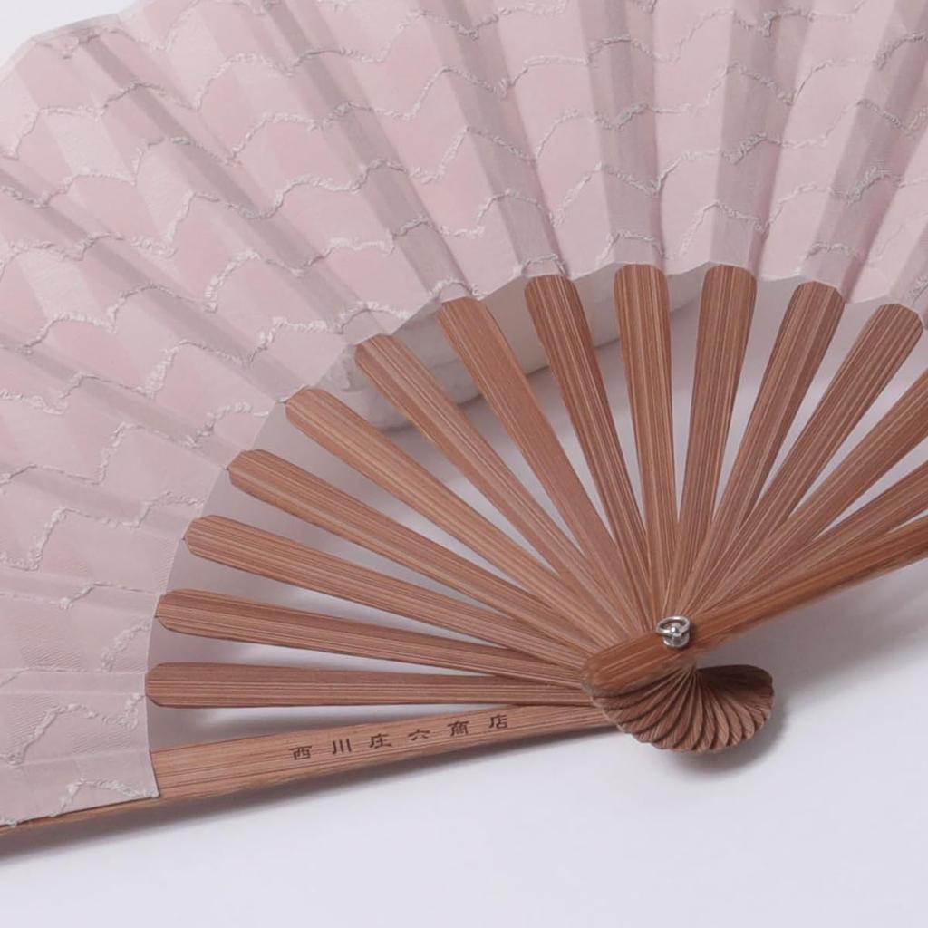 [Nishikawa Shoroku Shoten] Yabane Fan, Pink, in Paulownia Wood Box, with Fan Pouch, Lace Fabric, Women's, Mother's Day Gift, Present, Ladies' Fan,