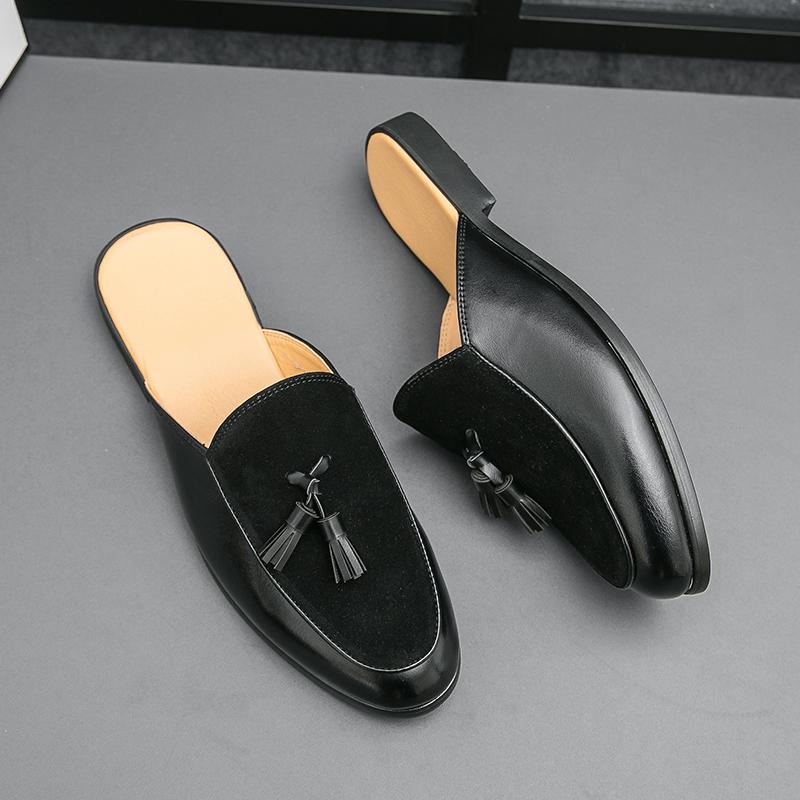 Fashion Men Mixed Color Tassels Half Slippers Driving Shoes Male Casual Mules Moccasins Breathable Loafers Zapatos Hombre
