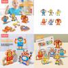 Juego de Bloques de Construcción de Ensamblaje de Robot de Dibujos Animados de Madera de 6 Piezas Juguete Rompecabezas Infantil Para el Desarrollo Cerebral