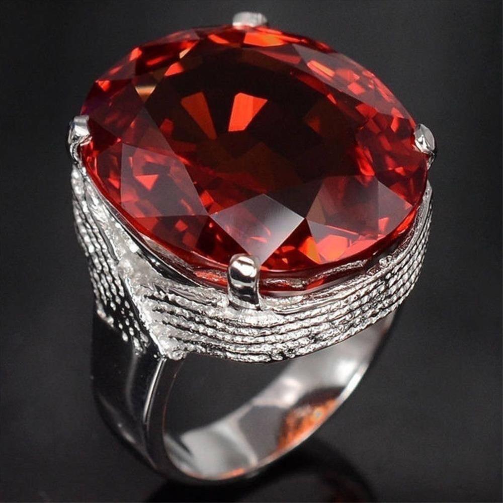 WOSIKATE Exaggerated Inlaid Goose Egg Shaped Ruby Ring for Women Trendy Fashion Jewelry Engagement Ring  Copperjewelry