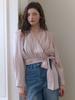 Fabric Seoul Muse Wrap Frill Ribbon Blouse_Pale Pink