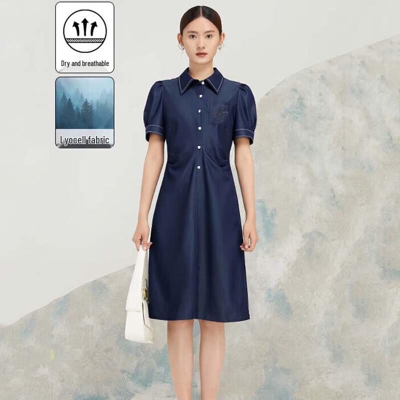 

JESSIE JP4S04CL346 Women s Lyocell Gathered Short Sleeve Dress M