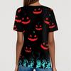 Women's T Shirt Tee Halloween Printed Button Short Sleeve Tunic Daily Weekend Fashion Basic V- Neck Regular Top