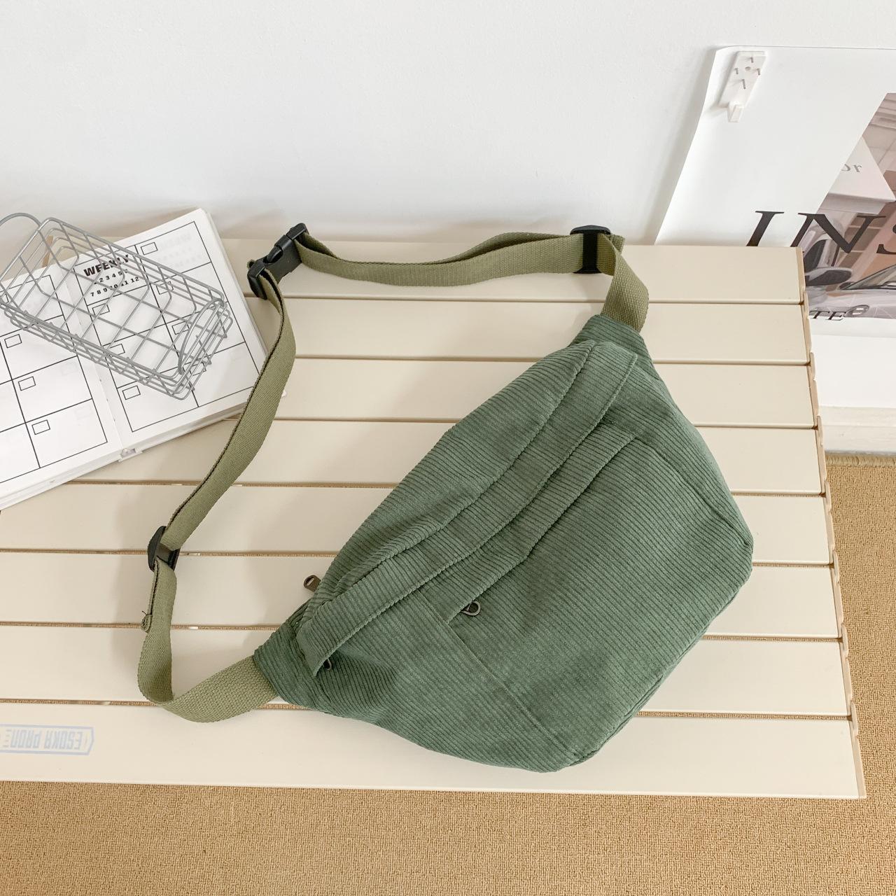 

Женская поясная сумка большой емкости из вельвета, поясная сумка в уличном стиле, модная сумка через плечо, повседневная поясная сумка 40x6x20cm зелёный