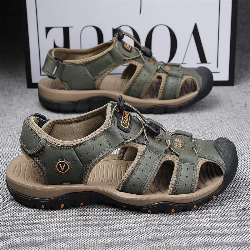 Hot Sale Summer Men's Sandals Outdoor Non-slip Men's Beach Sandals Handmade Genuine Leather Men's Shoes Fashion Men Sneakers
