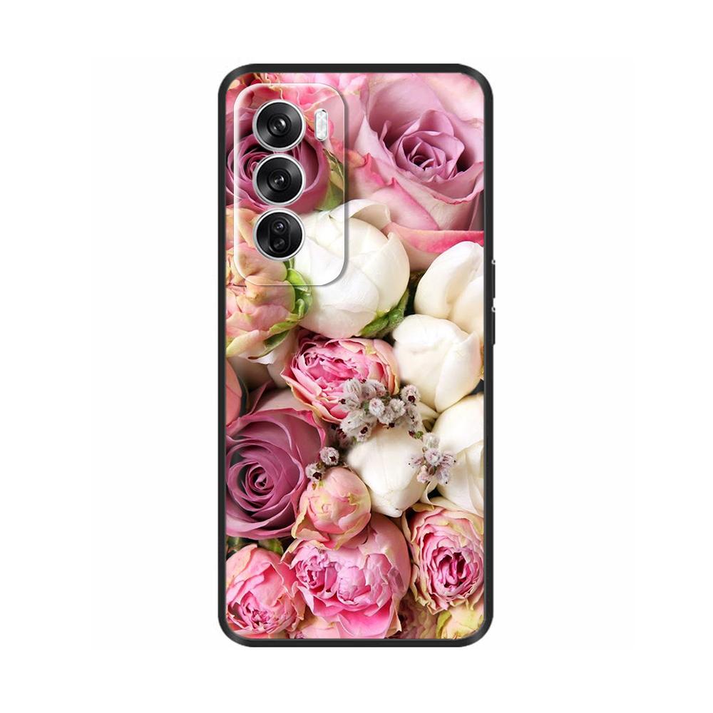 For OPPO Reno 12 5G Case Flower Painted Soft TPU Silicone Case Cover for Oppo Reno12 Pro Protective Shells On Reno 12Pro Capa