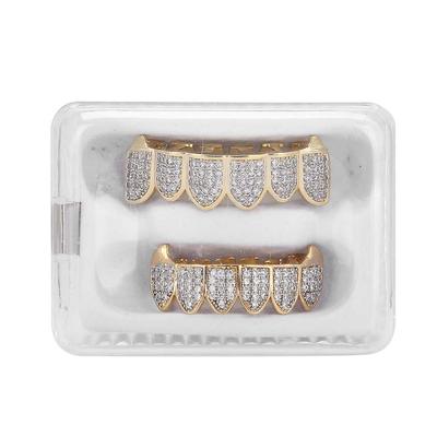 Brass Teeth Set Hip Hop Prop Teeth Accessory Decoration for Halloween Party Gift