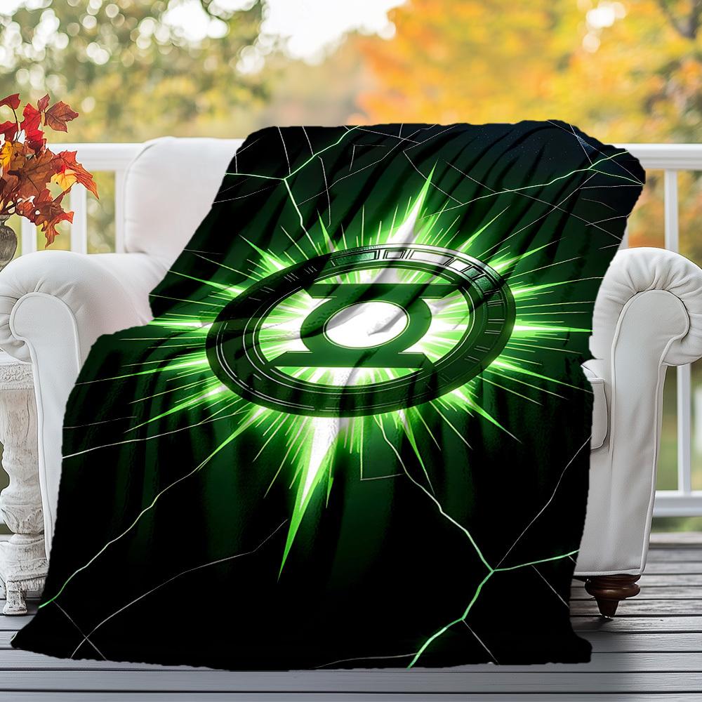 1pc Green LanternOutdoor Flannel Blanket Soft Plush Decor for Picnics, camping,Bedroom, Playroom, or Lunch Breakn1140A