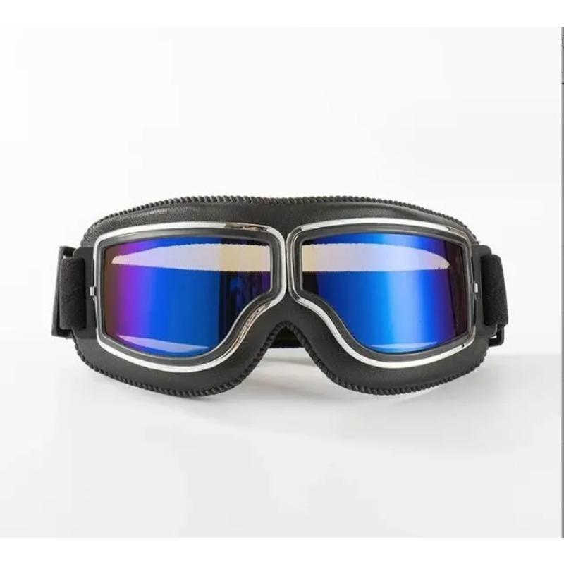 Motorradbrille Winddichte Motorradhelmbrille Sonnenbrille Retro Universal Klappbar Leder Retro Motorrad Zubehör