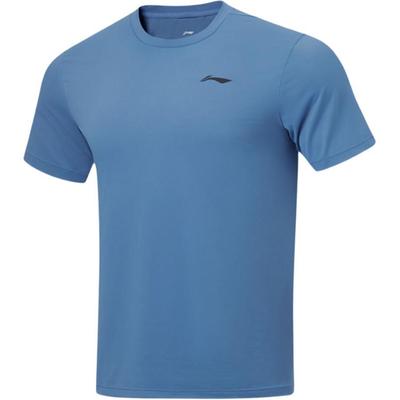 Li Ning Fitness Series Ensfarvet Rund Hals Komfortabel Allsidig Pustende Casual Kortermet T-skjorte Menn T-skjorter Paris-Blå ATST023-2