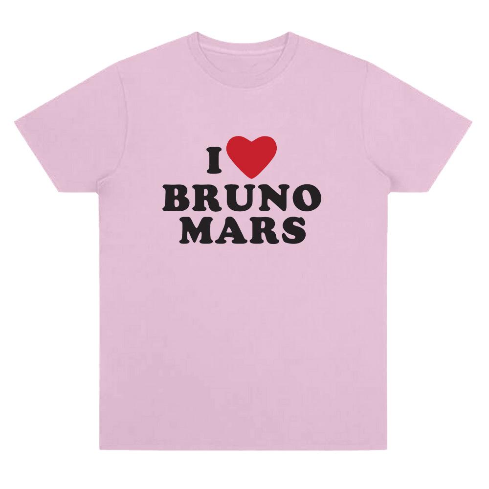 I Heart Bruno Mars Soft Tee Bruno Mars Merch T-shirts Women Men Casual Cotton T-Shirt O-Neck Short Sleeve Basic Tops Daily Wear