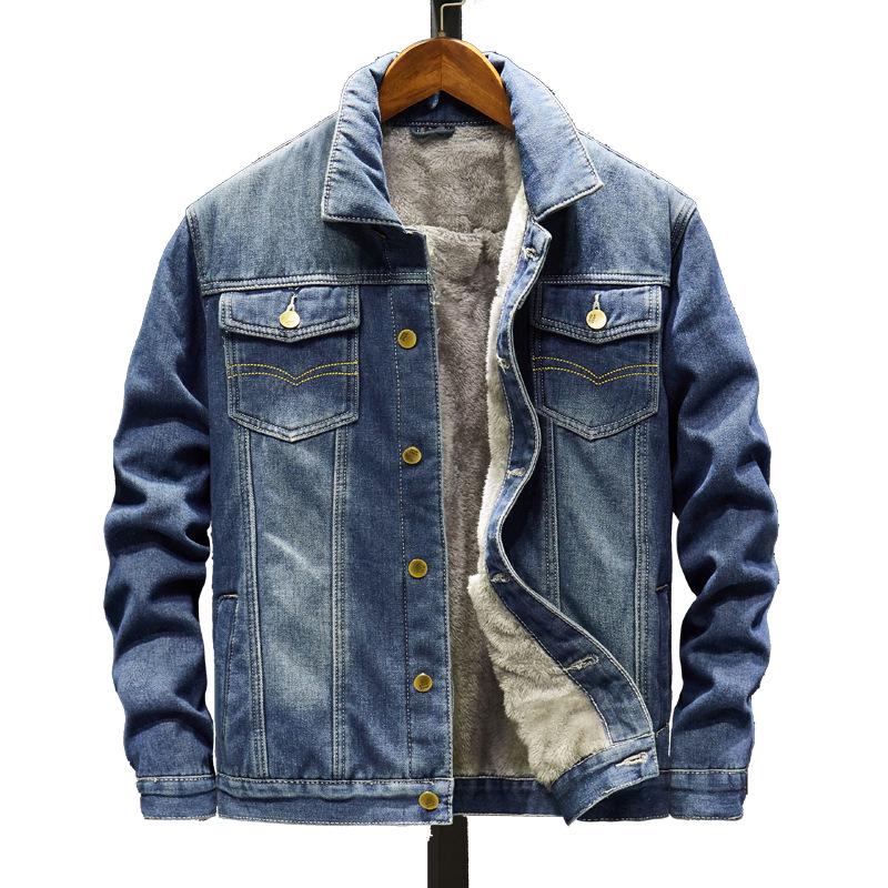 Men's Winter Fleece-Lined Denim Jacket - Trendy Korean Style, Loose Fit