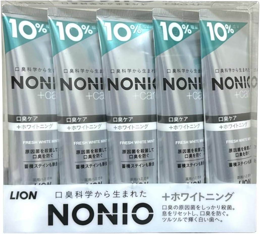 

[Value pack] NONIO Plus Whitening Medicated Toothpaste 143g x 5-pack 10% extra volume for bad breath care (high concentration fluoride 1450ppm)