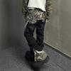 Women's Plus Size Retro Camo Patchwork Straight Leg Hip Hop Jeans