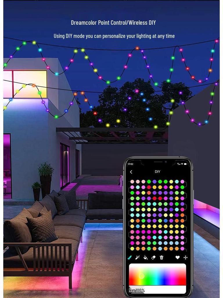 Bluetooth RGB Color-Changing Leather String Lights for Christmas, Outdoor, & Camping