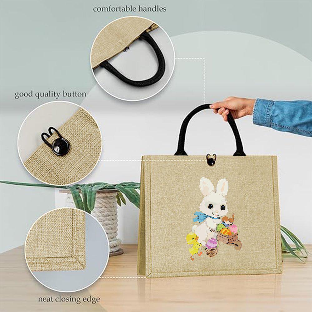 Charming Easter Burlap Gift with Cute Rabbit Pattern – Humorous and Stylish