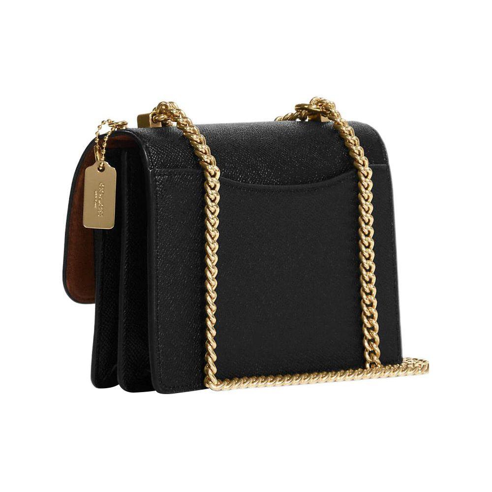 Coach Klare 18 Effen Kleur Flap Ketting Schouderband Accordion Tas Mini Dames schoudertas Zwart C9949-IMBLK